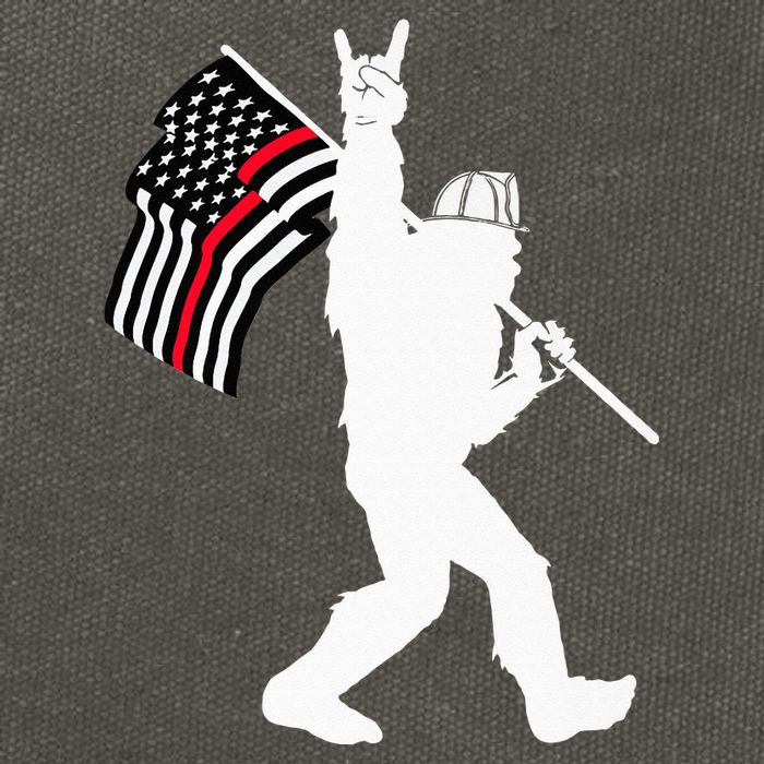 Bigfoot Firefighter Thin Red Line Flag For Dad And Mom Cotton Canvas Backpack