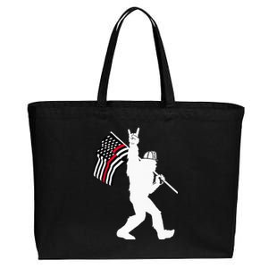 Bigfoot Firefighter Thin Red Line Flag For Dad And Mom Cotton Canvas Jumbo Tote