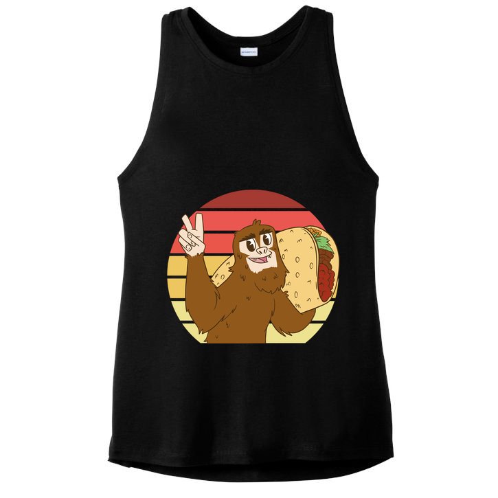 Big Foot Taco Peace Out Sunset Ladies PosiCharge Tri-Blend Wicking Tank
