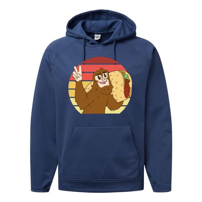 Big Foot Taco Peace Out Sunset Performance Fleece Hoodie