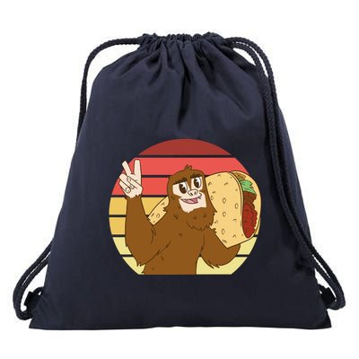 Big Foot Taco Peace Out Sunset Drawstring Bag