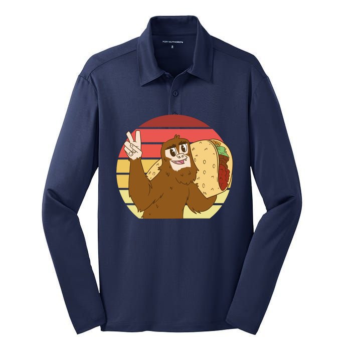 Big Foot Taco Peace Out Sunset Silk Touch Performance Long Sleeve Polo