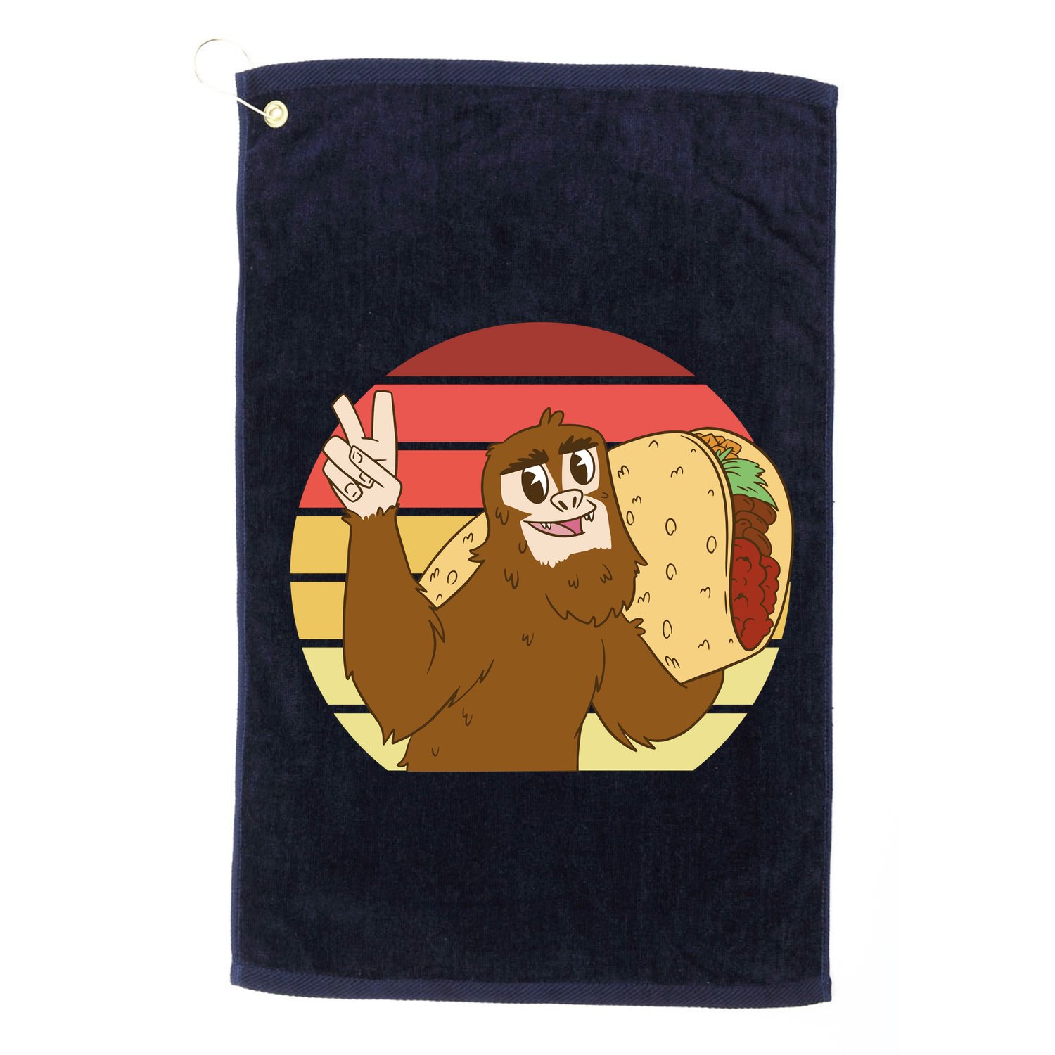 Big Foot Taco Peace Out Sunset Golf Towel