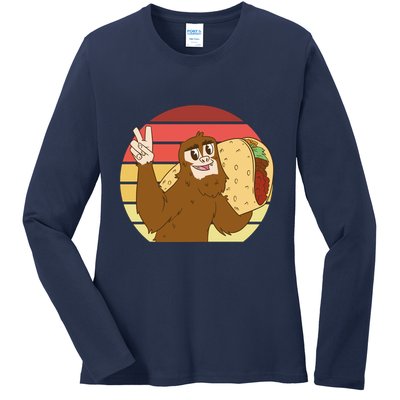 Big Foot Taco Peace Out Sunset Ladies Long Sleeve Shirt