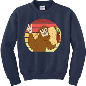 Big Foot Taco Peace Out Sunset Kids Sweatshirt