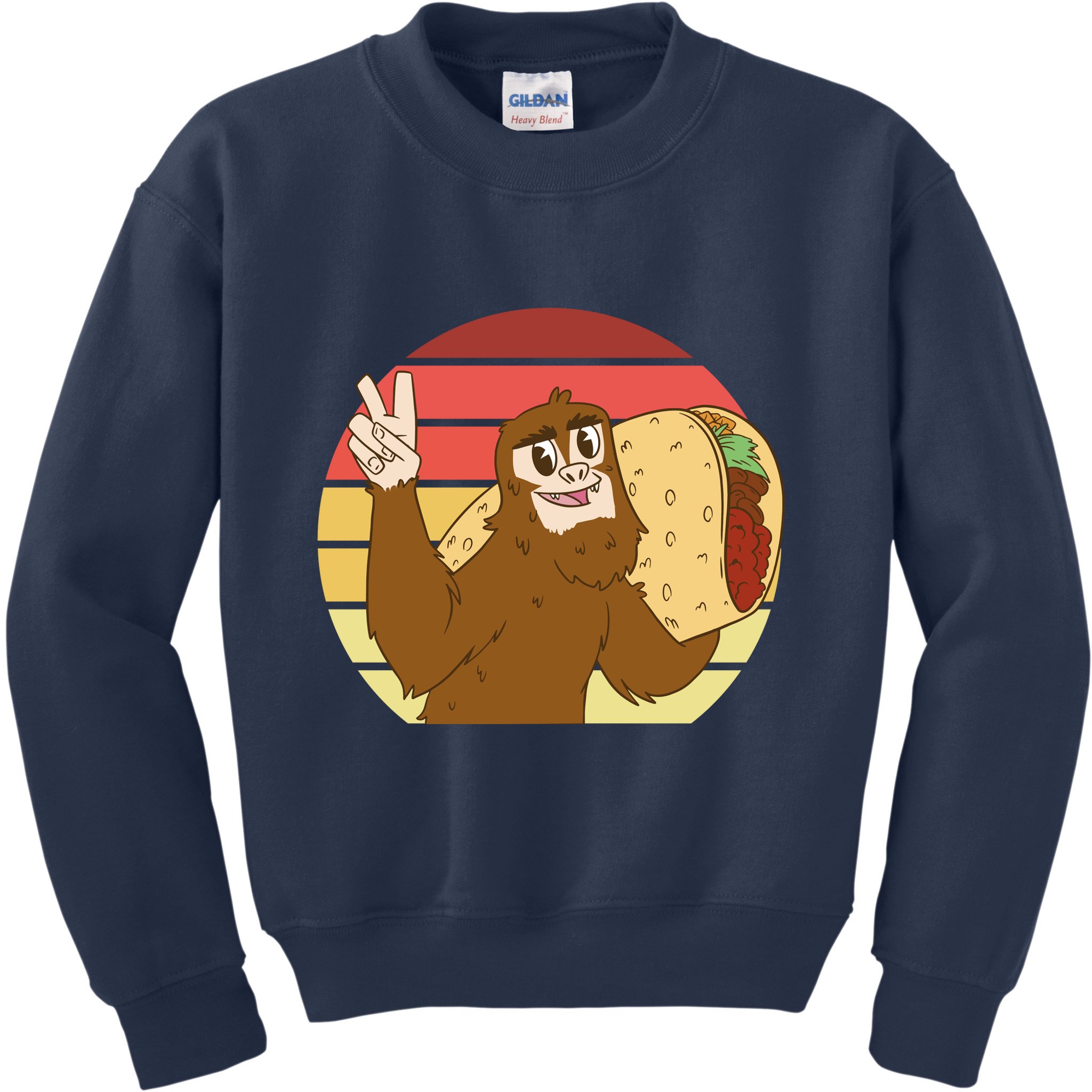 Big Foot Taco Peace Out Sunset Kids Sweatshirt