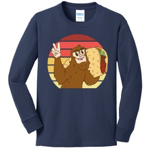 Big Foot Taco Peace Out Sunset Kids Long Sleeve Shirt