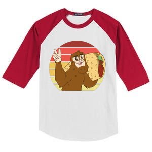 Big Foot Taco Peace Out Sunset Kids Colorblock Raglan Jersey