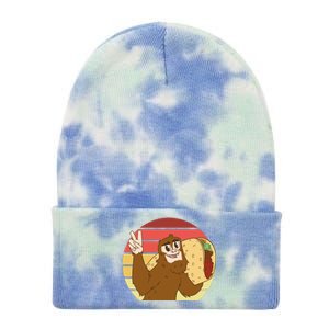 Big Foot Taco Peace Out Sunset Tie Dye 12in Knit Beanie