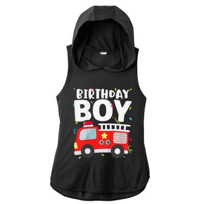 Birthday Fire Truck Party Firefighter Theme Ladies PosiCharge Tri-Blend Wicking Draft Hoodie Tank