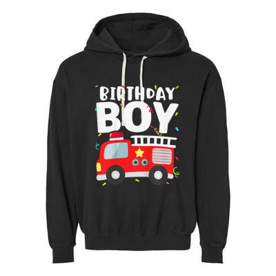 Birthday Fire Truck Party Firefighter Theme Garment-Dyed Fleece Hoodie