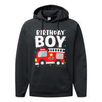 Birthday Fire Truck Party Firefighter Theme Performance Fleece Hoodie