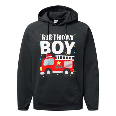 Birthday Fire Truck Party Firefighter Theme Performance Fleece Hoodie