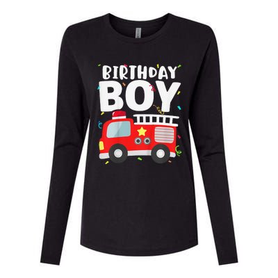 Birthday Fire Truck Party Firefighter Theme Womens Cotton Relaxed Long Sleeve T-Shirt