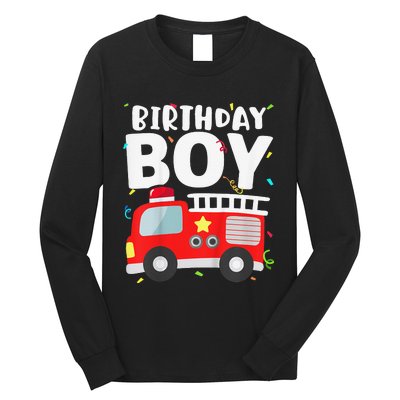 Birthday Fire Truck Party Firefighter Theme Long Sleeve Shirt