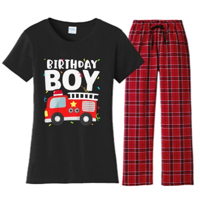 Birthday Fire Truck Party Firefighter Theme Women's Flannel Pajama Set