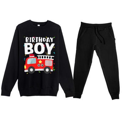 Birthday Fire Truck Party Firefighter Theme Premium Crewneck Sweatsuit Set