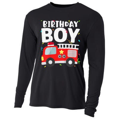 Birthday Fire Truck Party Firefighter Theme Cooling Performance Long Sleeve Crew