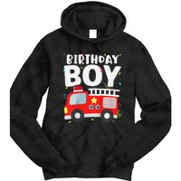 Birthday Fire Truck Party Firefighter Theme Tie Dye Hoodie