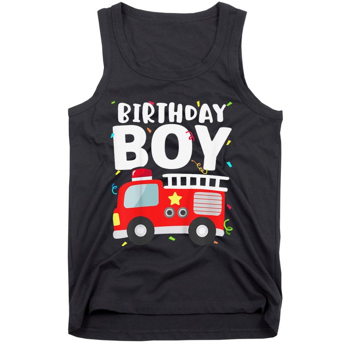 Birthday Fire Truck Party Firefighter Theme Tank Top