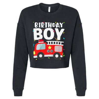 Birthday Fire Truck Party Firefighter Theme Cropped Pullover Crew