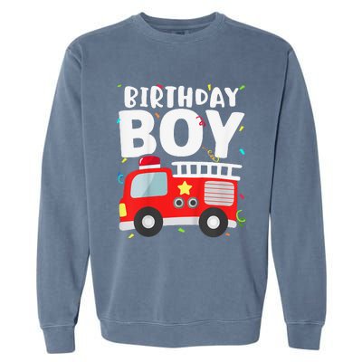 Birthday Fire Truck Party Firefighter Theme Garment-Dyed Sweatshirt