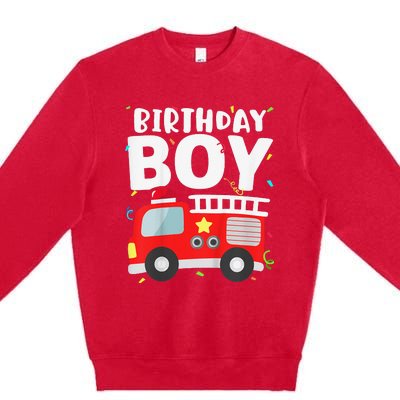 Birthday Fire Truck Party Firefighter Theme Premium Crewneck Sweatshirt