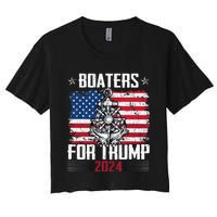 Boaters For Trump 2024 Republican Boat Parade Vintage Women's Crop Top Tee