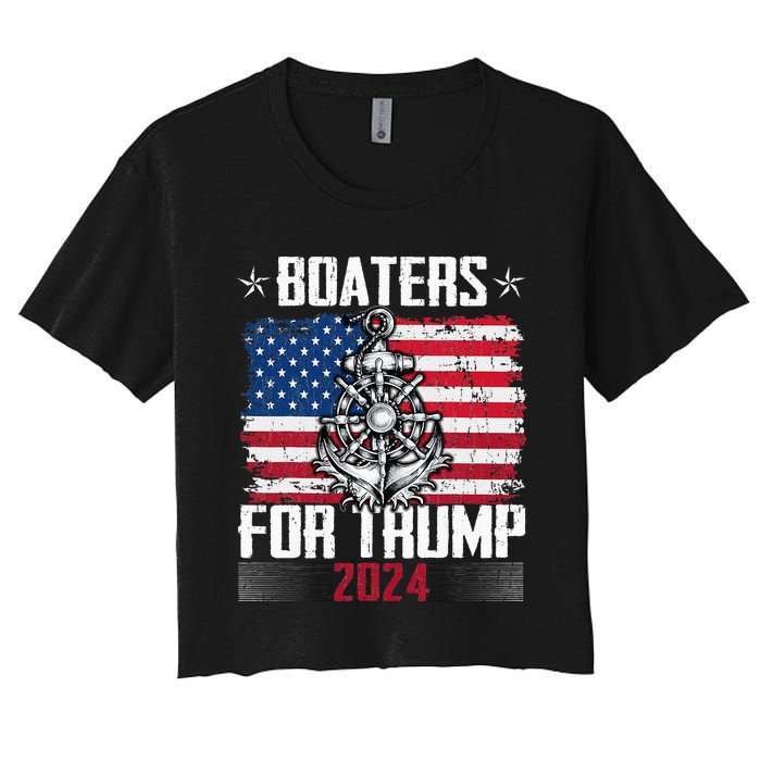 Boaters For Trump 2024 Republican Boat Parade Vintage Women's Crop Top Tee