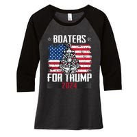 Boaters For Trump 2024 Republican Boat Parade Vintage Women's Tri-Blend 3/4-Sleeve Raglan Shirt