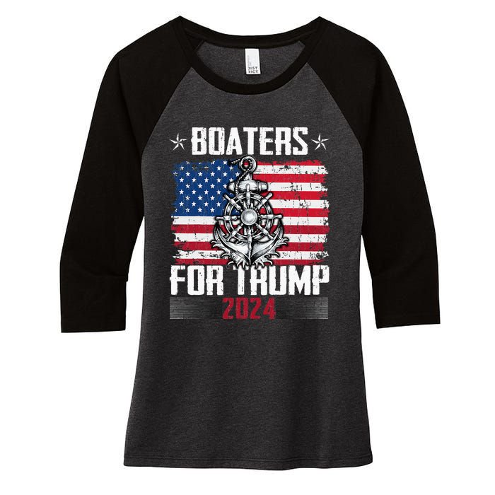 Boaters For Trump 2024 Republican Boat Parade Vintage Women's Tri-Blend 3/4-Sleeve Raglan Shirt