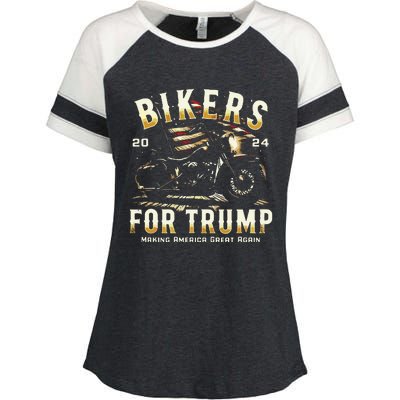 Biker For Trump 2024 Enza Ladies Jersey Colorblock Tee