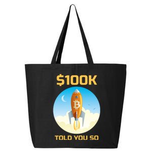 Bitcoin Funny Told You So $100k 25L Jumbo Tote