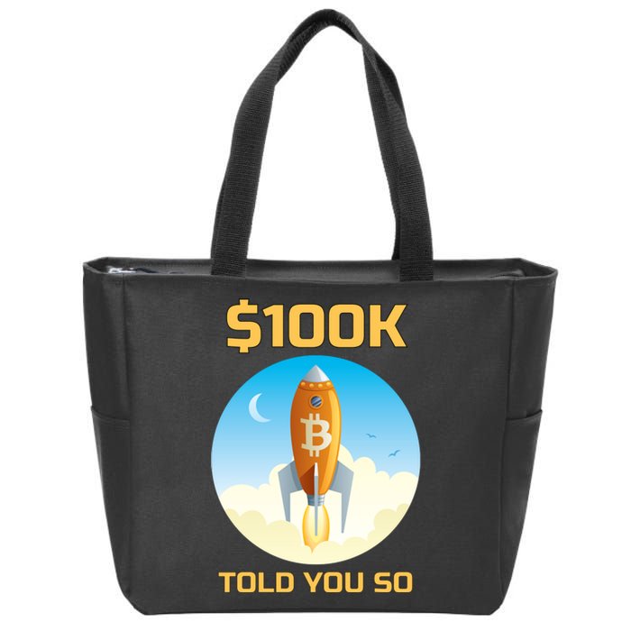 Bitcoin Funny Told You So $100k Zip Tote Bag