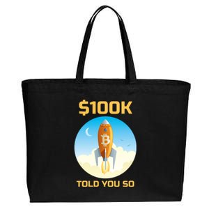 Bitcoin Funny Told You So $100k Cotton Canvas Jumbo Tote