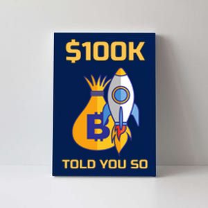 Bitcoin Funny Told You So $100k Canvas