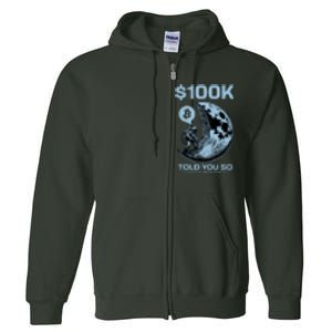 Bitcoin Funny Told You So $100k Full Zip Hoodie