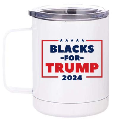 Blacks For Trump 2024 12 oz Stainless Steel Tumbler Cup