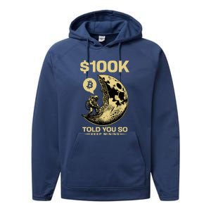 Bitcoin Funny Told You So $100k Performance Fleece Hoodie