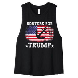 Boaters For Trump 2024 American Election Boat Owner Women's Racerback Cropped Tank