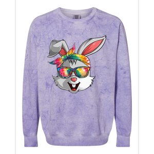 Bunny Face Tie Dye Glasses Easter Day Colorblast Crewneck Sweatshirt