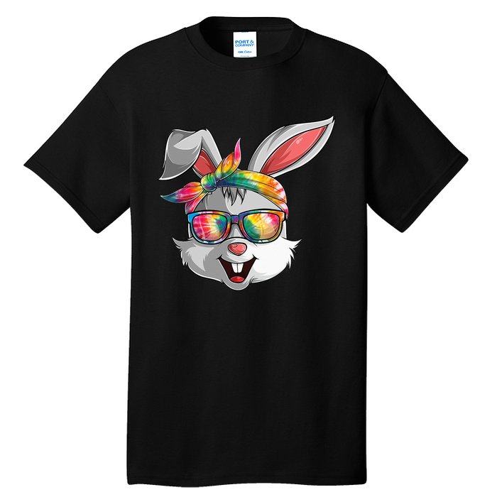 Bunny Face Tie Dye Glasses Easter Day Tall T-Shirt