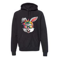 Bunny Face Tie Dye Glasses Easter Day Premium Hoodie