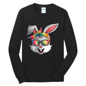 Bunny Face Tie Dye Glasses Easter Day Tall Long Sleeve T-Shirt