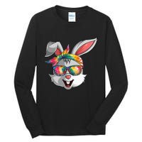 Bunny Face Tie Dye Glasses Easter Day Tall Long Sleeve T-Shirt