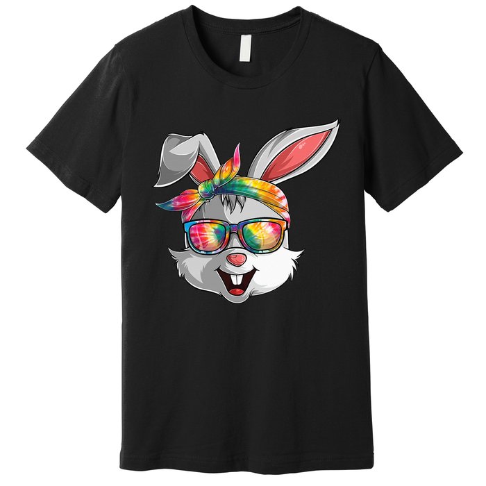 Bunny Face Tie Dye Glasses Easter Day Premium T-Shirt