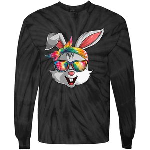 Bunny Face Tie Dye Glasses Easter Day Tie-Dye Long Sleeve Shirt