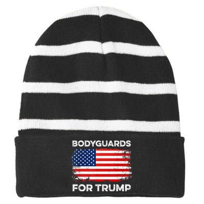 Bodyguards For Trump Bodyguard Funny Election 2024 Vote 24 Striped Beanie with Solid Band