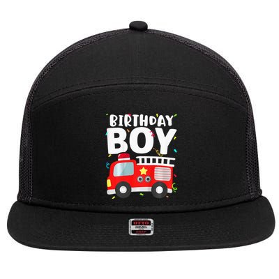 Birthday Fire Truck Party Firefighter Theme 7 Panel Mesh Trucker Snapback Hat