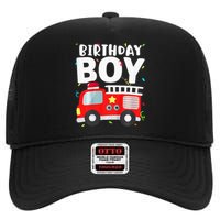 Birthday Fire Truck Party Firefighter Theme High Crown Mesh Back Trucker Hat